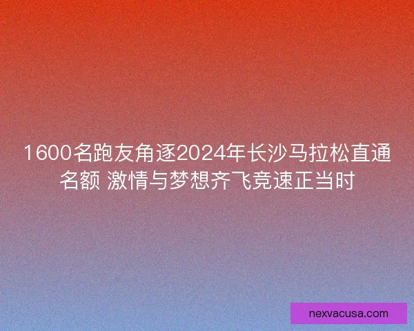 1600名跑友角逐2024年长沙马拉松直通名额 激情与梦想齐飞竞速正当时